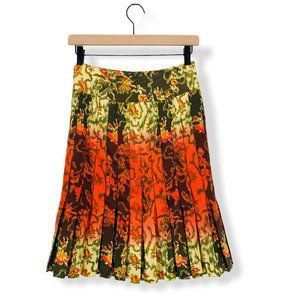 MAG By Magaschoni Floral Pleated Silk Skirt EUC
